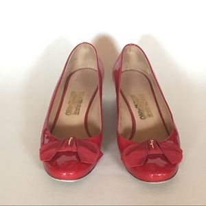 Ferragamo Red Patent Leather Heels, Sz 10